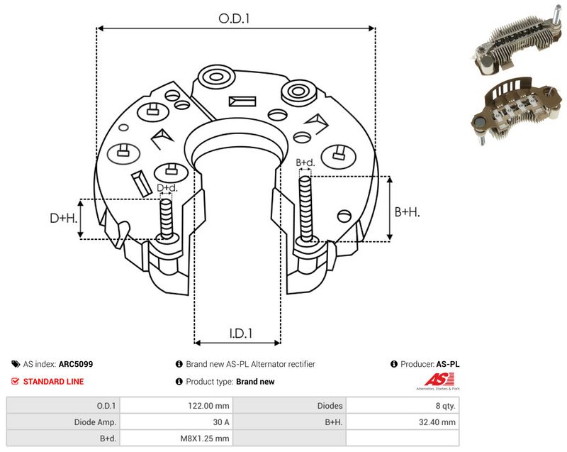 AS-PL ARC5099 Rectifier, alternator