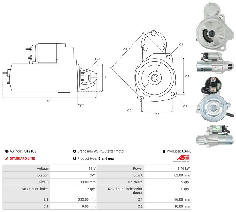 Starter, AS-PL S1218S