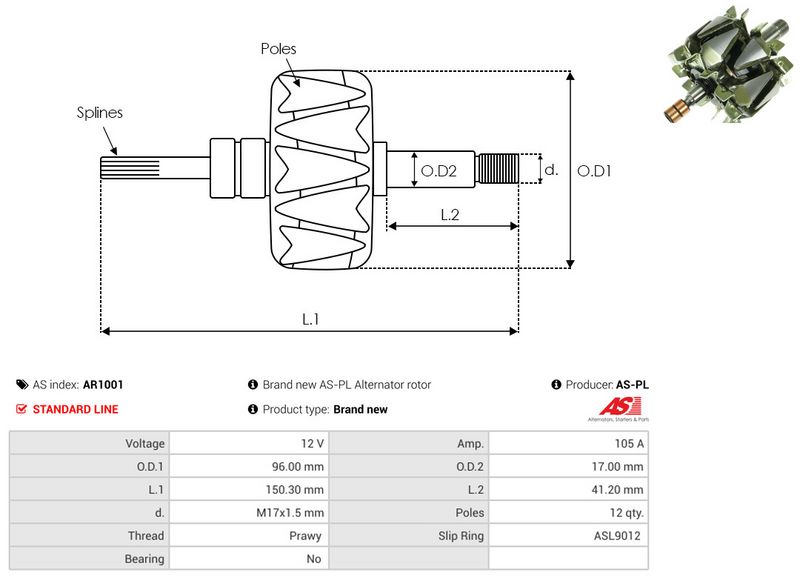 rootor, generaator, AS-PL AR1001