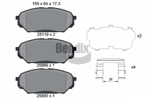 BENDIX Braking fékbetétkészlet, tárcsafék BPD2225