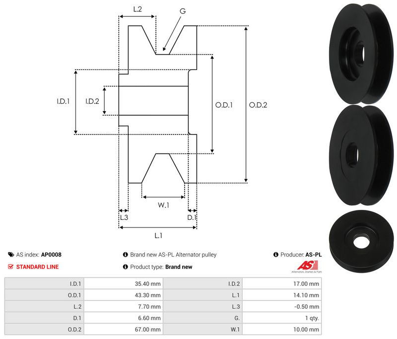 Rihmaratas, generaator, AS-PL AP0008