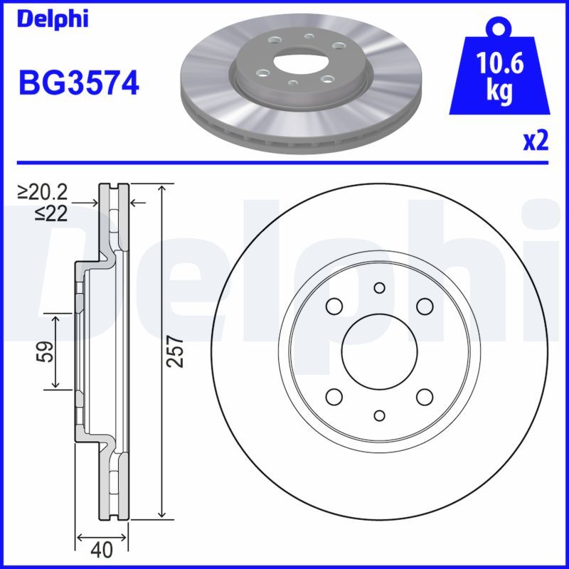 DELPHI féktárcsa BG3574