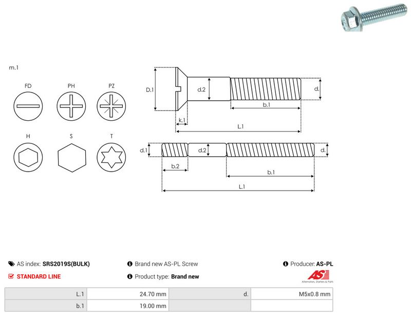 AS-PL SRS2019S(BULK) Repair Set, alternator
