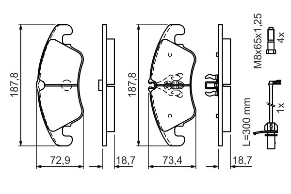 Piduriklotsi komplekt, ketaspidur, BOSCH 0 986 494 456
