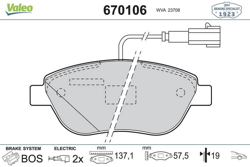Plaquettes+de+frein+à+disque VALEO 670106
