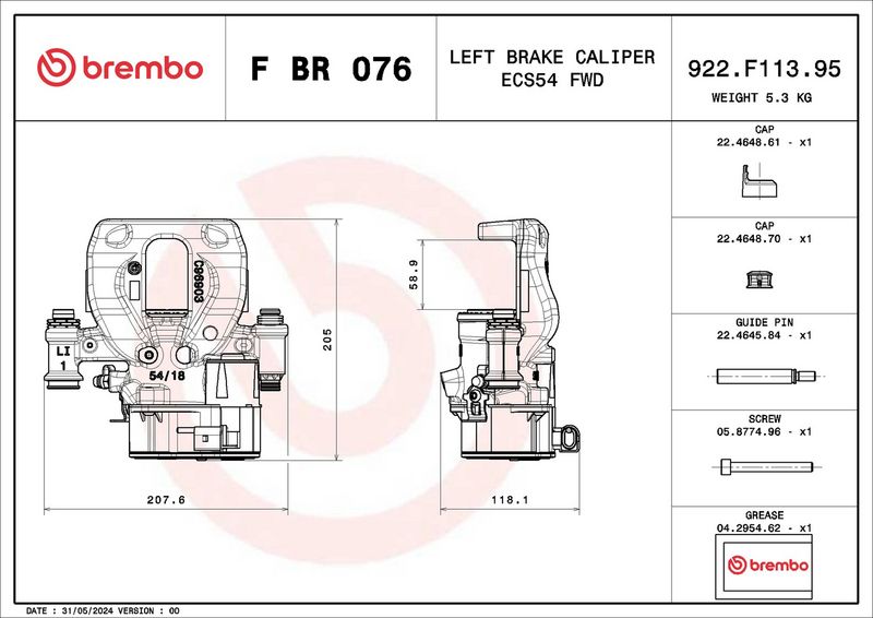 BREMBO FBR076 Brake Caliper