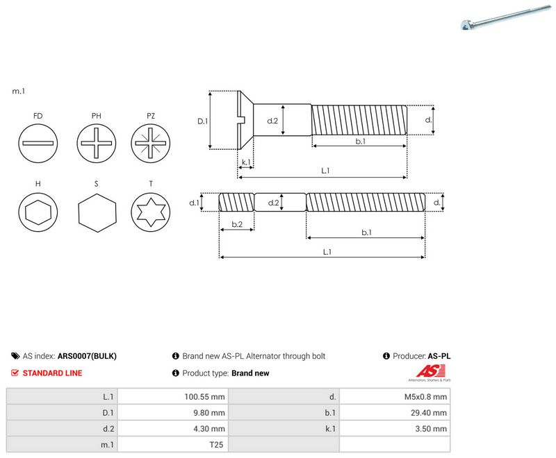 AS-PL ARS0007(BULK) Repair Set, alternator