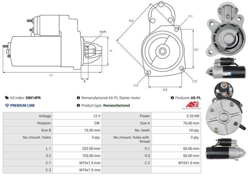 AS-PL S9014PR Starter