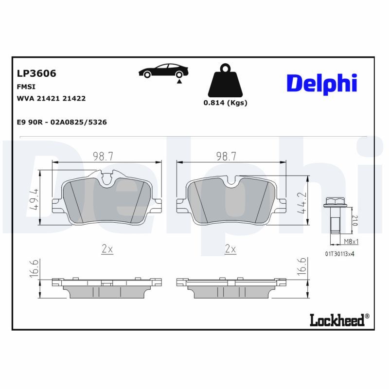 DELPHI LP3606 Brake Pad Set, disc brake