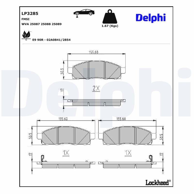 Piduriklotsi komplekt, ketaspidur, DELPHI LP3285