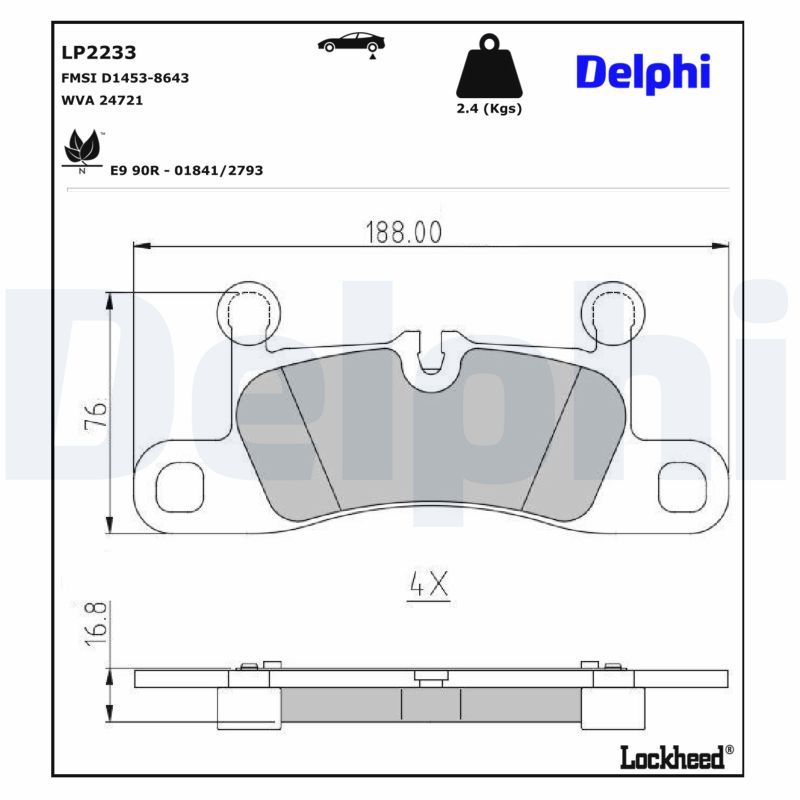 Piduriklotsi komplekt, ketaspidur, DELPHI LP2233