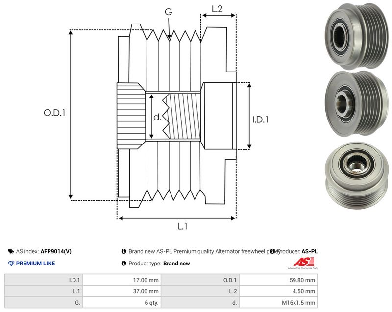 AS-PL AFP9014(V) Alternator Freewheel Clutch