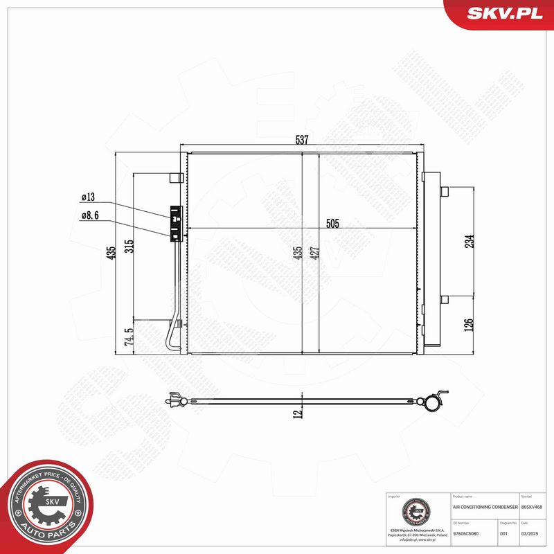 ESEN SKV 86SKV468 Condenser, air conditioning