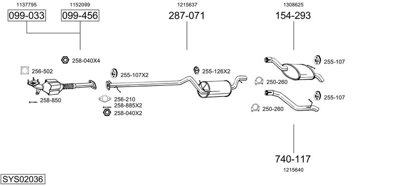 BOSAL kipufogórendszer SYS02036