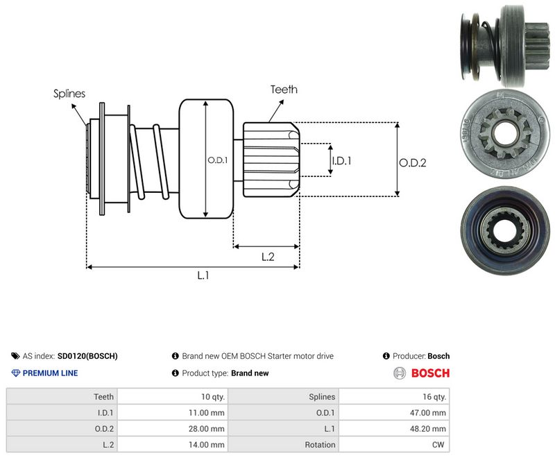AS-PL SD0120(BOSCH) Freewheel Gear, starter