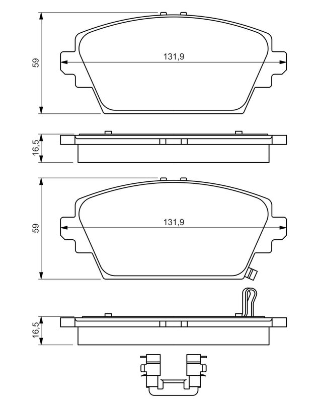 BOSCH 0 986 494 633 Комплект гальмівних накладок, дискове гальмо