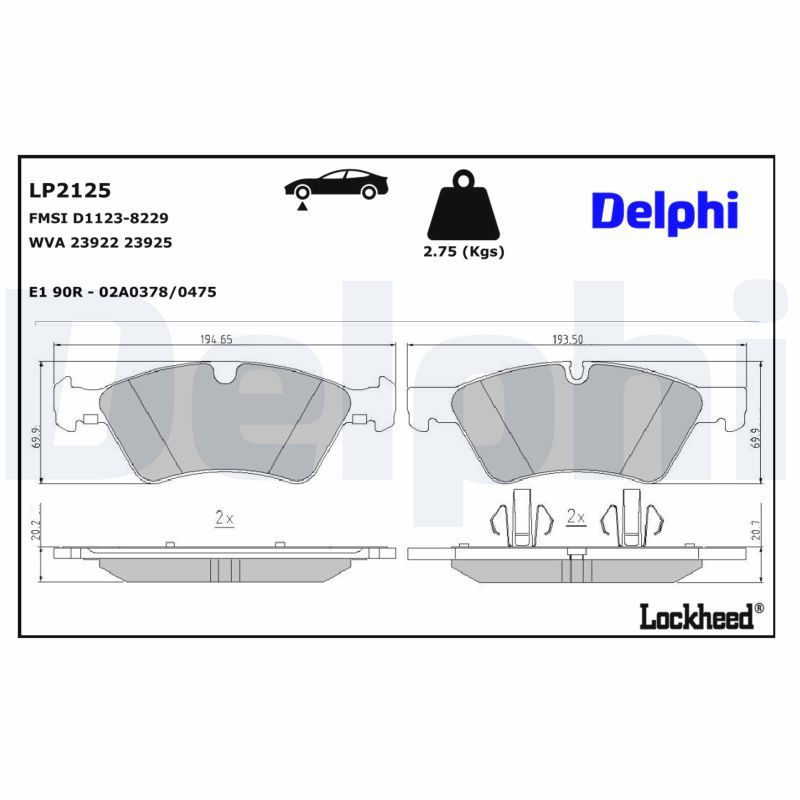 Piduriklotsi komplekt, ketaspidur, DELPHI LP2125