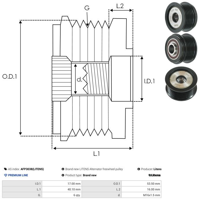AS-PL AFP3038(LITENS) Alternator Freewheel Clutch