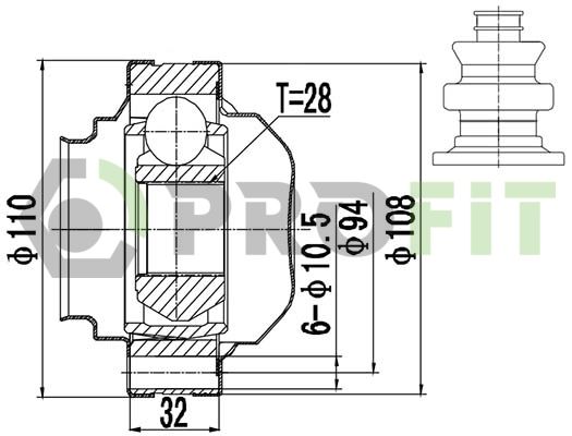 Комплект шарнірів, приводний вал, VW PASSAT B7 10-15, Golf VI 09-14, Tiguan 16-, Tiguan 08-16, AUDI A3 03-12, A3 12-22, Q2 16-, Q3 11-18, SKODA