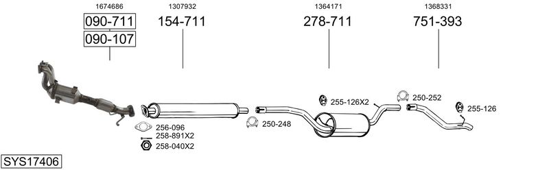 BOSAL kipufogórendszer SYS17406