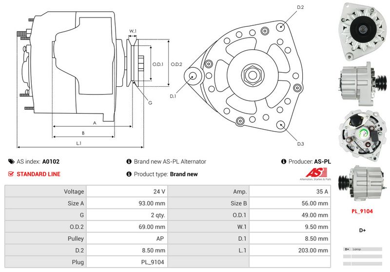 AS-PL A0102 Alternator