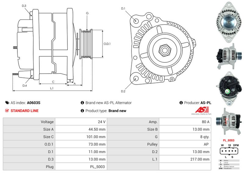 AS-PL A0603S Alternator