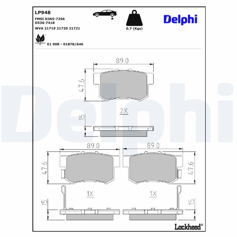 Piduriklotsi komplekt, ketaspidur, DELPHI LP948