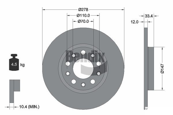 BENDIX Braking féktárcsa BDS2261