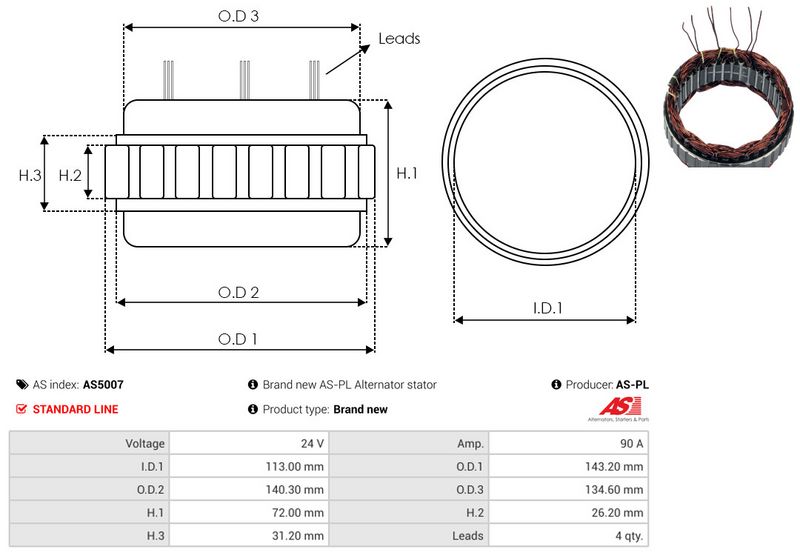 Staator, generaator, AS-PL AS5007