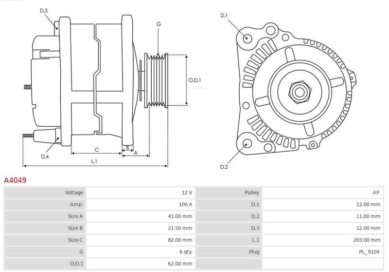 AS-PL A4049 Alternator