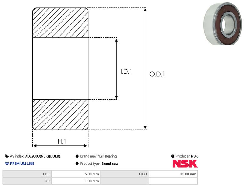 AS-PL ABE9003(NSK)(BULK) Bearing