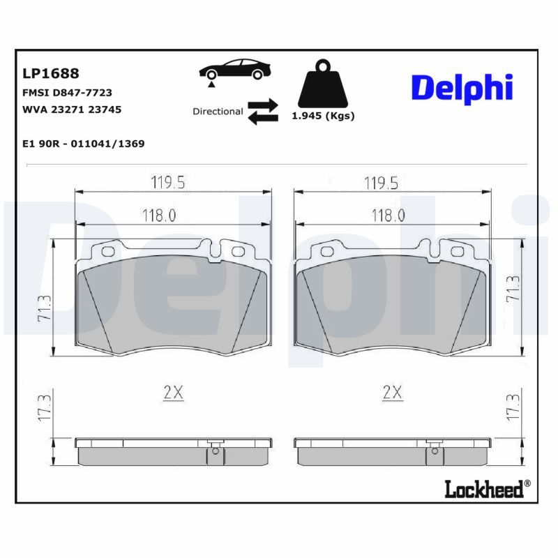 Piduriklotsi komplekt, ketaspidur, DELPHI LP1688