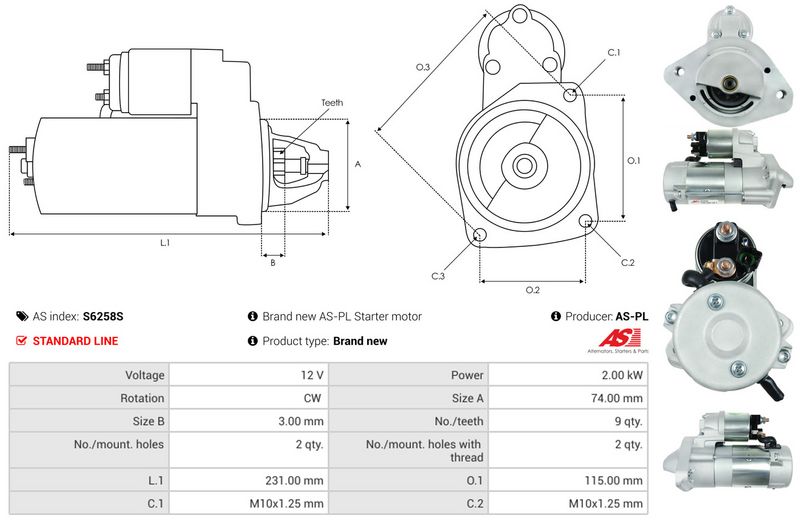 AS-PL S6258S Starter