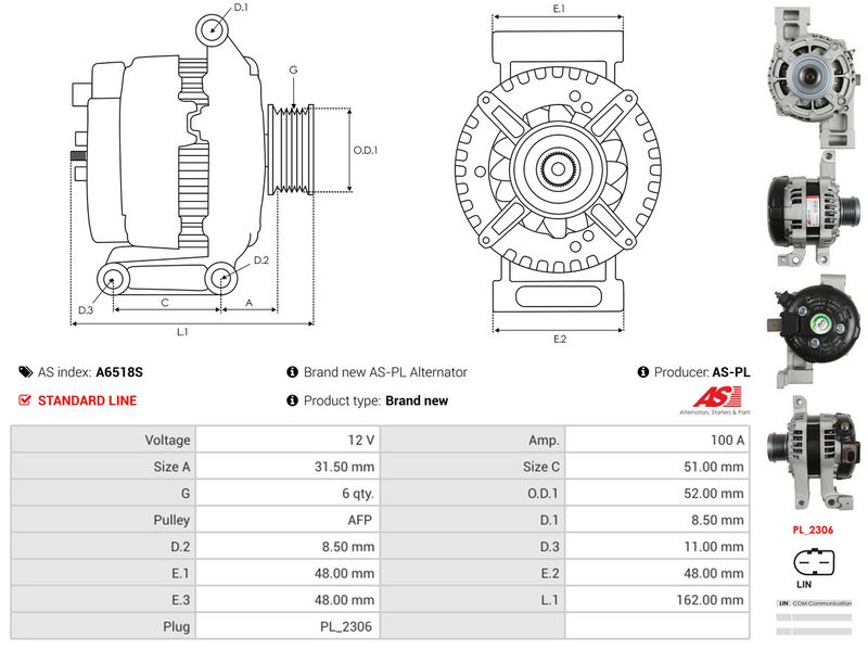 AS-PL A6518S Alternator