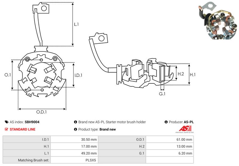 AS-PL SBH9004 Holder, carbon brushes