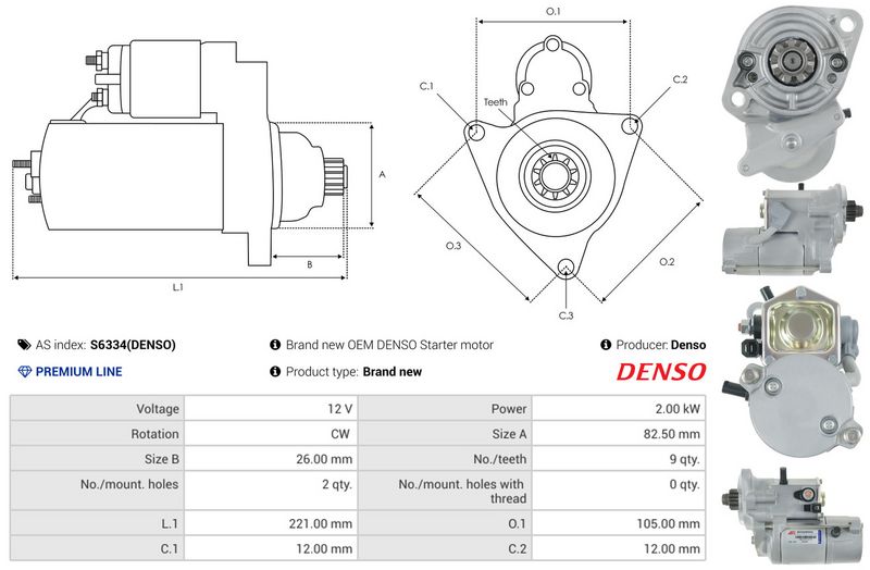 AS-PL S6334(DENSO) Starter