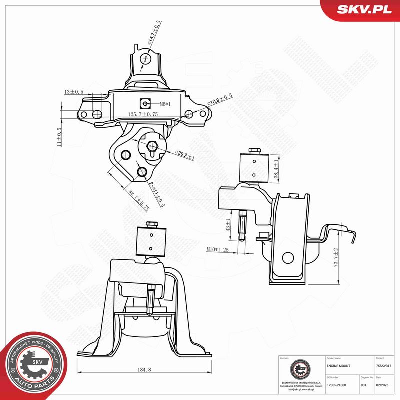 ESEN SKV 75SKV317 Mounting, engine