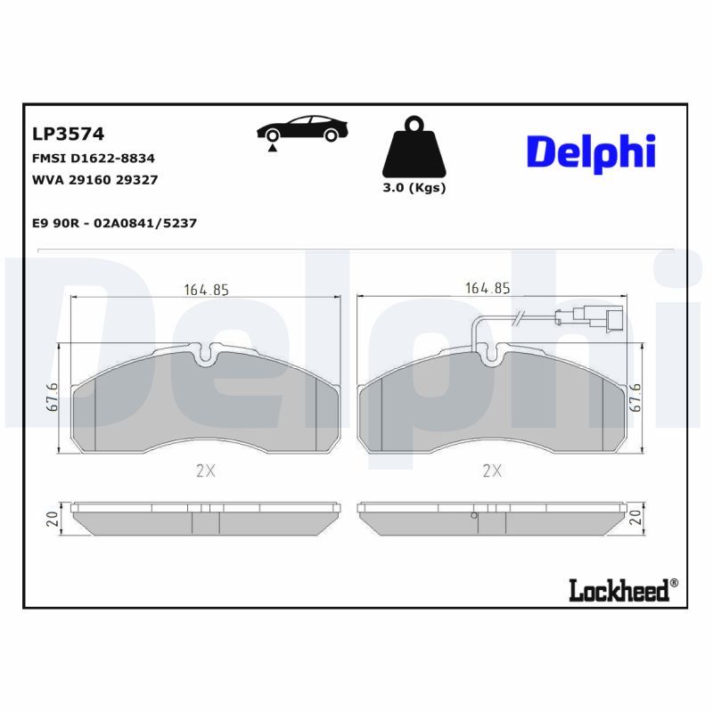 Sada brzdových destiček, kotoučová brzda LP3574