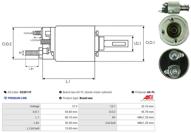 AS-PL SS3011P Solenoid Switch, starter