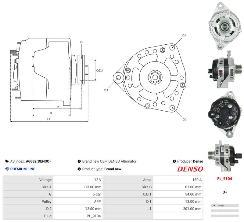 AS-PL A6682(DENSO) Generatorius