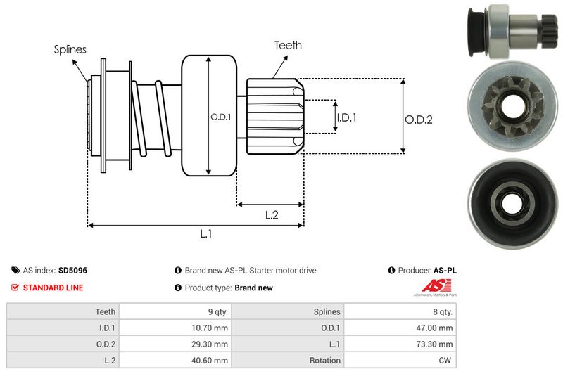AS-PL SD5096 Freewheel Gear, starter