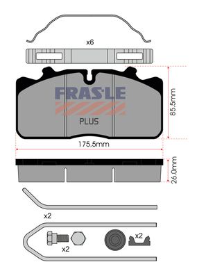 Sada brzdových destiček, kotoučová brzda PD/124-K018-PLUS