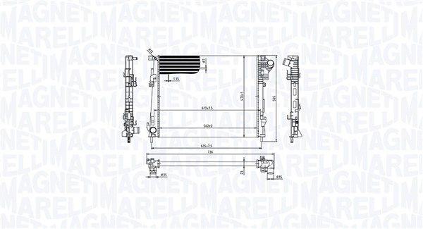 Радіатор, система охолодження двигуна, Magneti Marelli 350213213600