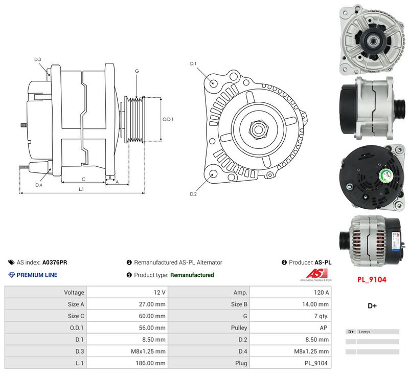 Generaator, AS-PL A0376PR