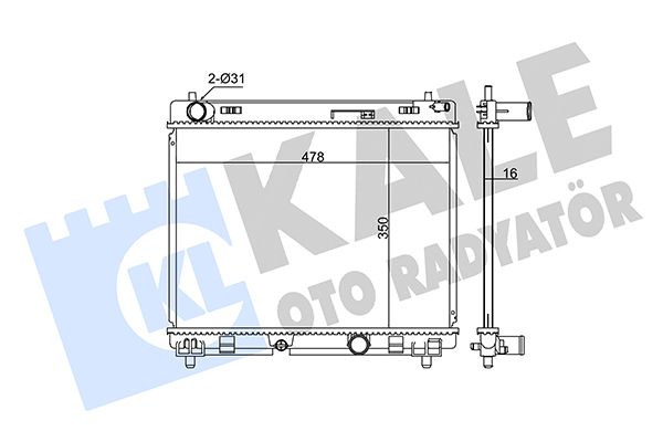 Радіатор, система охолодження двигуна, Kale Oto Radyatör 342140