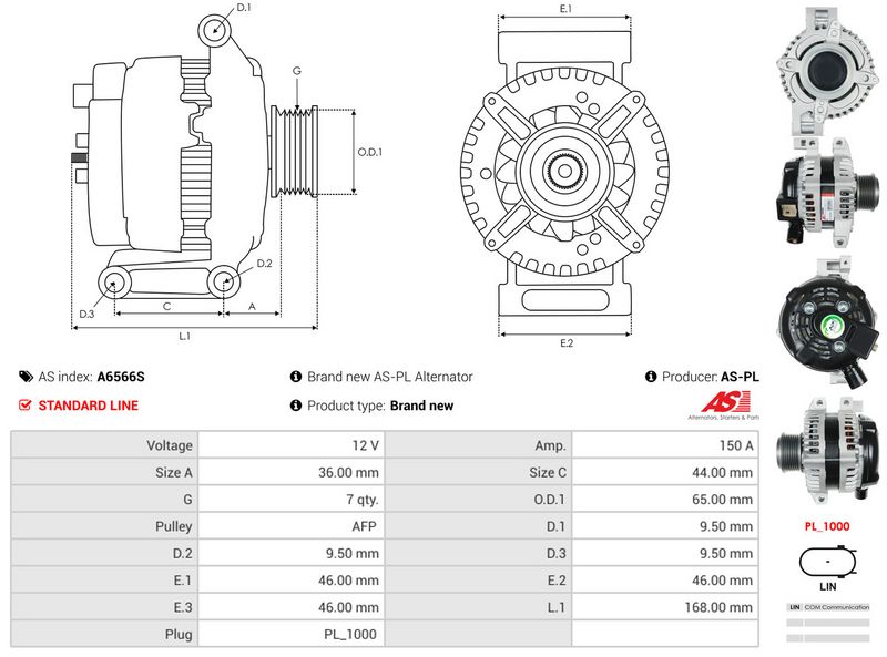 AS-PL A6566S Alternator