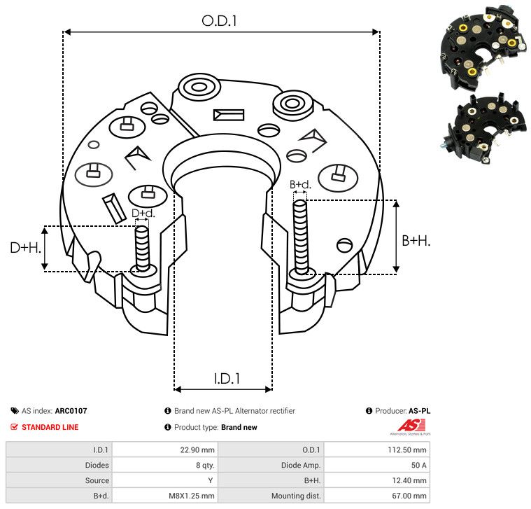 AS-PL ARC0107 Rectifier, alternator