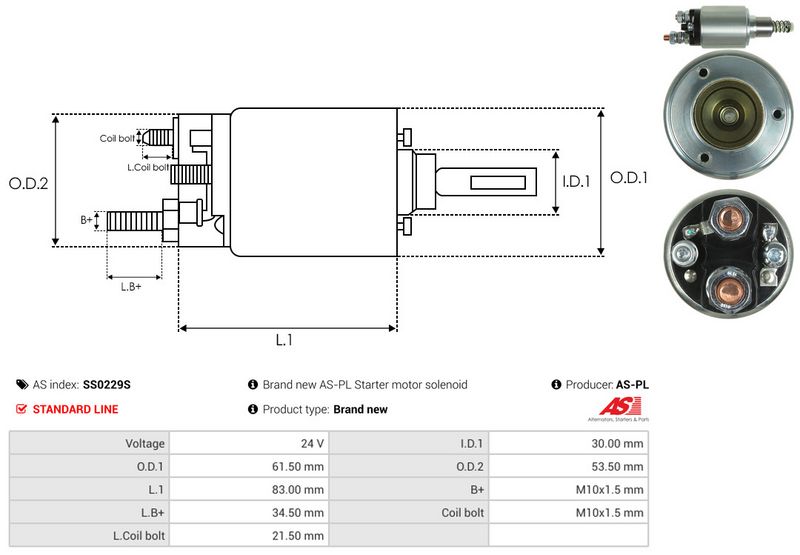 AS-PL SS0229S Solenoid Switch, starter