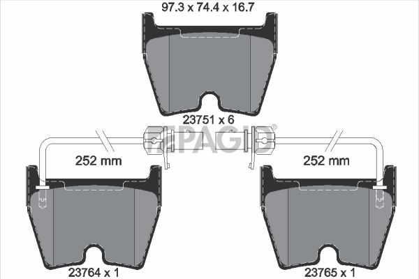 Комплект гальмівних накладок, дискове гальмо