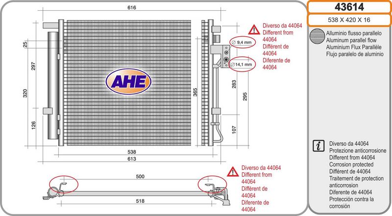 43614 AHE Condensatore, climatizzatore 